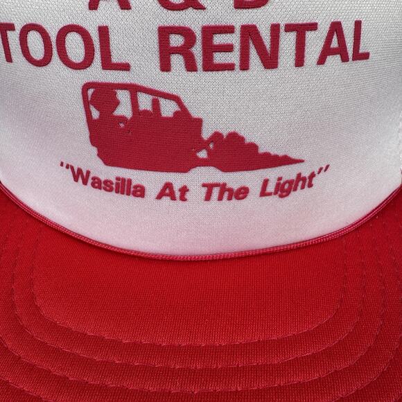 Vintage A & B Tool Rental Hat Cap Snap Back One Size Wasilla Trucker Promo 80s - Picture 2 of 6